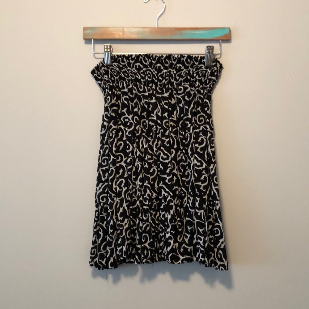 Batik Bali B/W Banded Waist Boho Skirt S/M